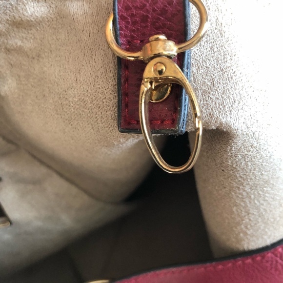 Burgundy Faux Leather Midsize Tote Shoulder  Bag - Picture 9 of 9